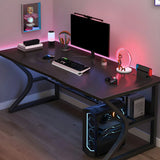 Industrial Black Exterior Shelf Wood Sled Gaming Desk Image - 1