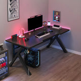 Industrial Black Exterior Shelf Wood Sled Gaming Desk Image - 11