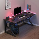 Industrial Black Exterior Shelf Wood Sled Gaming Desk Image - 13