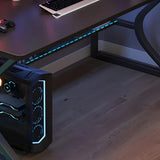 Industrial Black Exterior Shelf Wood Sled Gaming Desk Image - 14