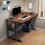 Industrial Black Exterior Shelf Wood Sled Gaming Desk Image - 15