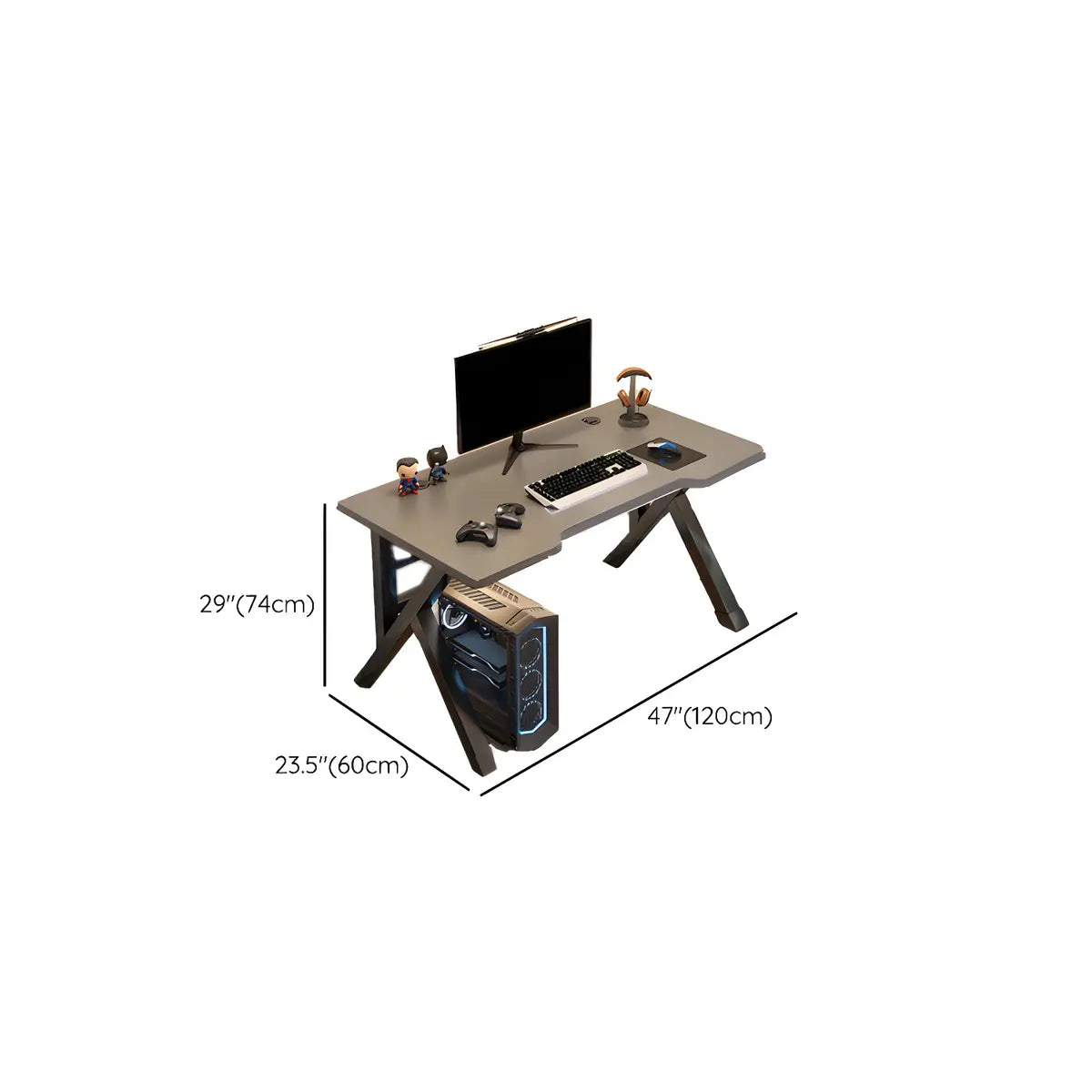 Industrial Black Exterior Shelf Wood Sled Gaming Desk Image - 26