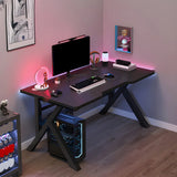 Industrial Black Exterior Shelf Wood Sled Gaming Desk Image - 4