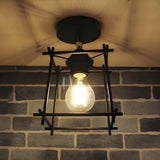 Industrial Black Frame Bare Bulb Semi-Flush Mount Light Image - 1