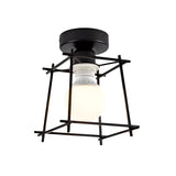 Industrial Black Frame Bare Bulb Semi-Flush Mount Light Image - 4