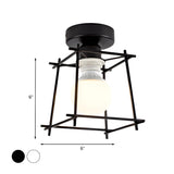 Industrial Black Frame Bare Bulb Semi-Flush Mount Light Image - 5