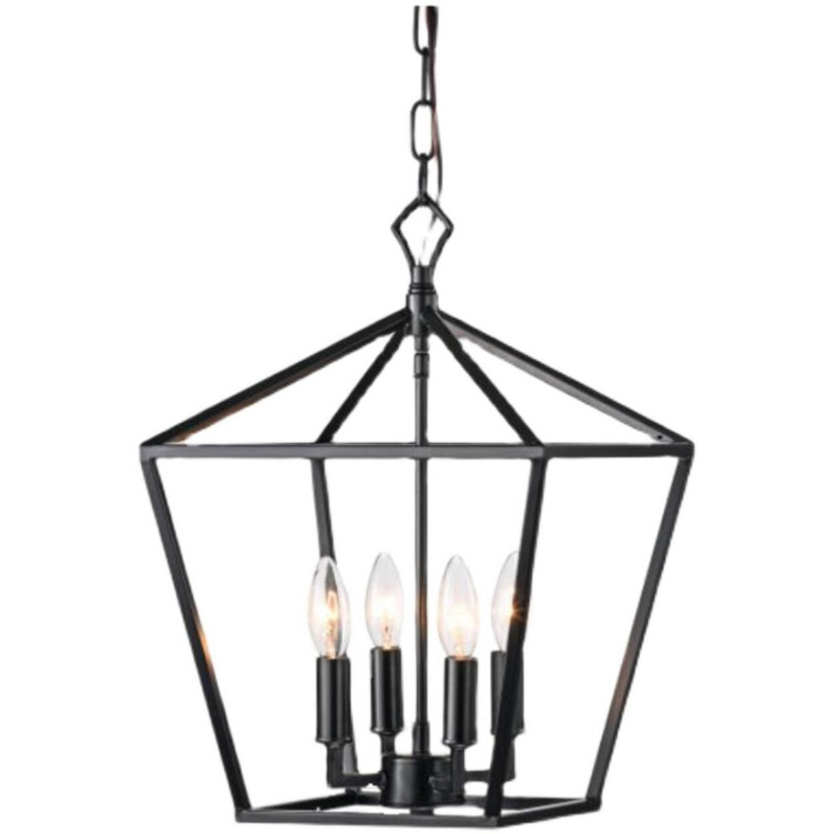 Industrial Black Geometric Lantern Cage Candle Chandelier Image - 11