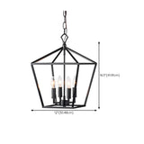 Industrial Black Geometric Lantern Cage Candle Chandelier #size