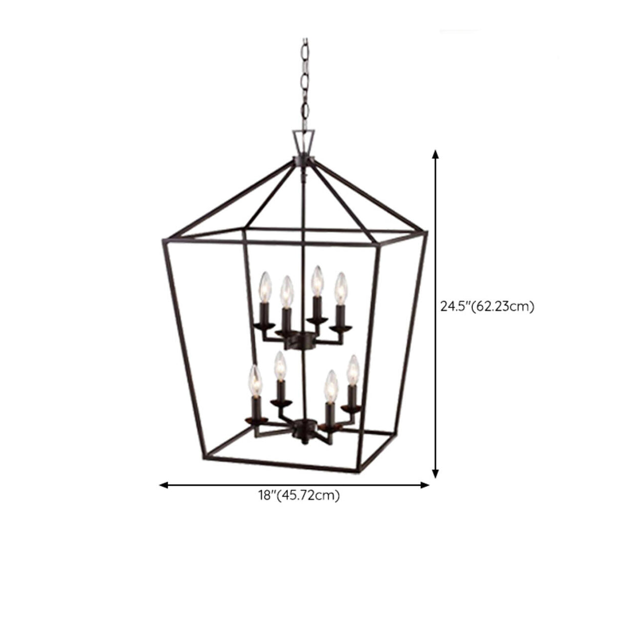 Industrial Black Geometric Lantern Cage Candle Chandelier Image - 18