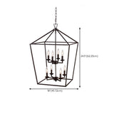 Industrial Black Geometric Lantern Cage Candle Chandelier Image - 18