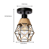 Industrial Black Geometric Rope Iron Flush Mount Light #size