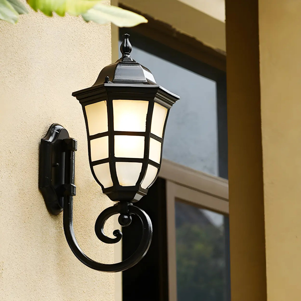 Industrial Black Glass Outdoor LED Wall Lantern Light Image - 1