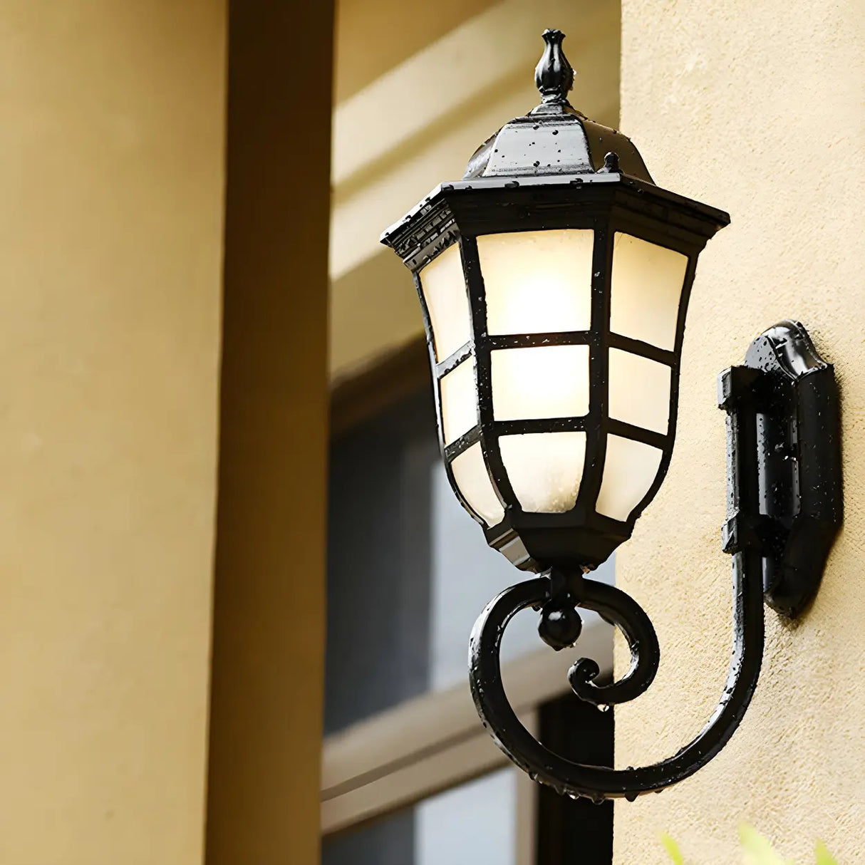 Industrial Black Glass Outdoor LED Wall Lantern Light Image - 11