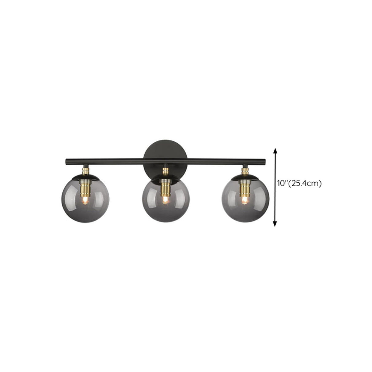 Industrial Black Globe Glass 3 Light Vanity Fixture 