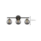 Industrial Black Globe Glass 3 Light Vanity Fixture #size