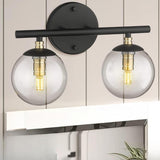 Industrial Black Globe Glass 3 Light Vanity Fixture Image - 4