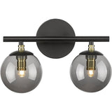 Industrial Black Globe Glass 3 Light Vanity Fixture Image - 5