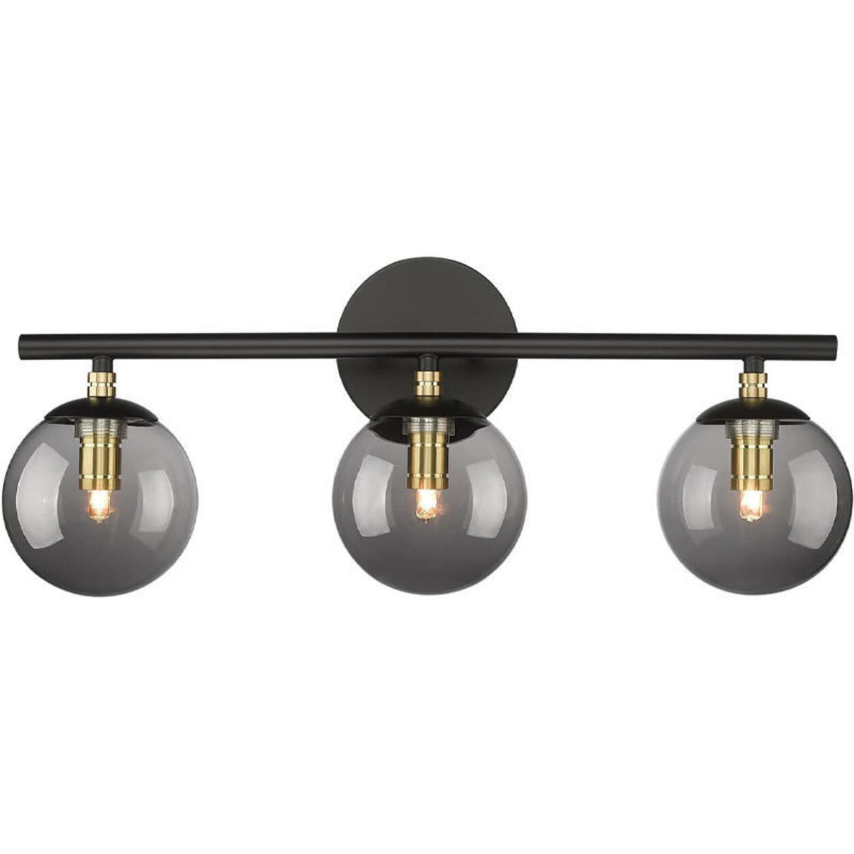 Industrial Black Globe Glass 3 Light Vanity Fixture Image - 7