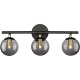 Industrial Black Globe Glass 3 Light Vanity Fixture Image - 7