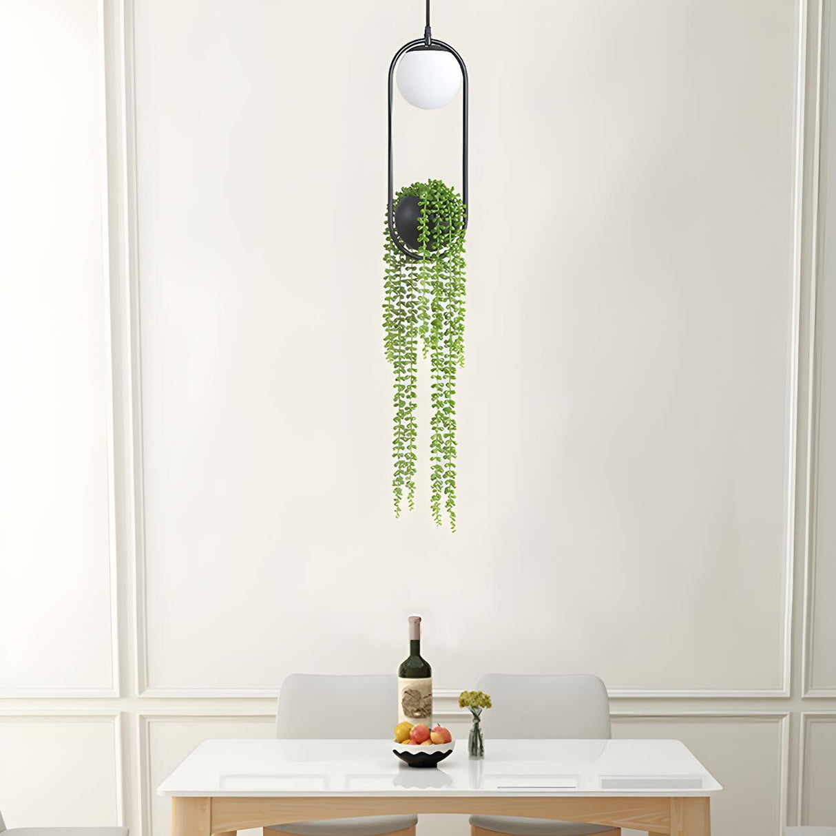 Industrial Black Green Hanging Plant Dining Room Pendant Light Image - 1