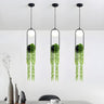 Industrial Black Green Hanging Plant Dining Room Pendant Light Image - 2