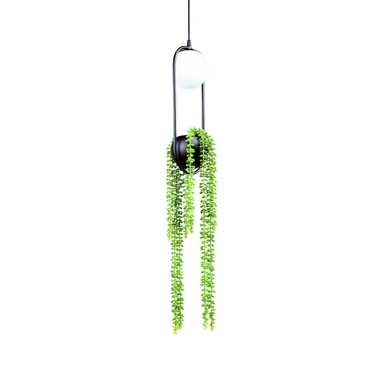 Industrial Black Green Hanging Plant Dining Room Pendant Light Image - 3