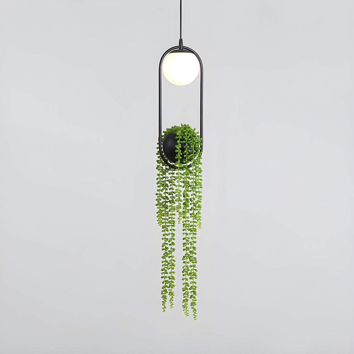 Industrial Black Green Hanging Plant Dining Room Pendant Light Image - 4