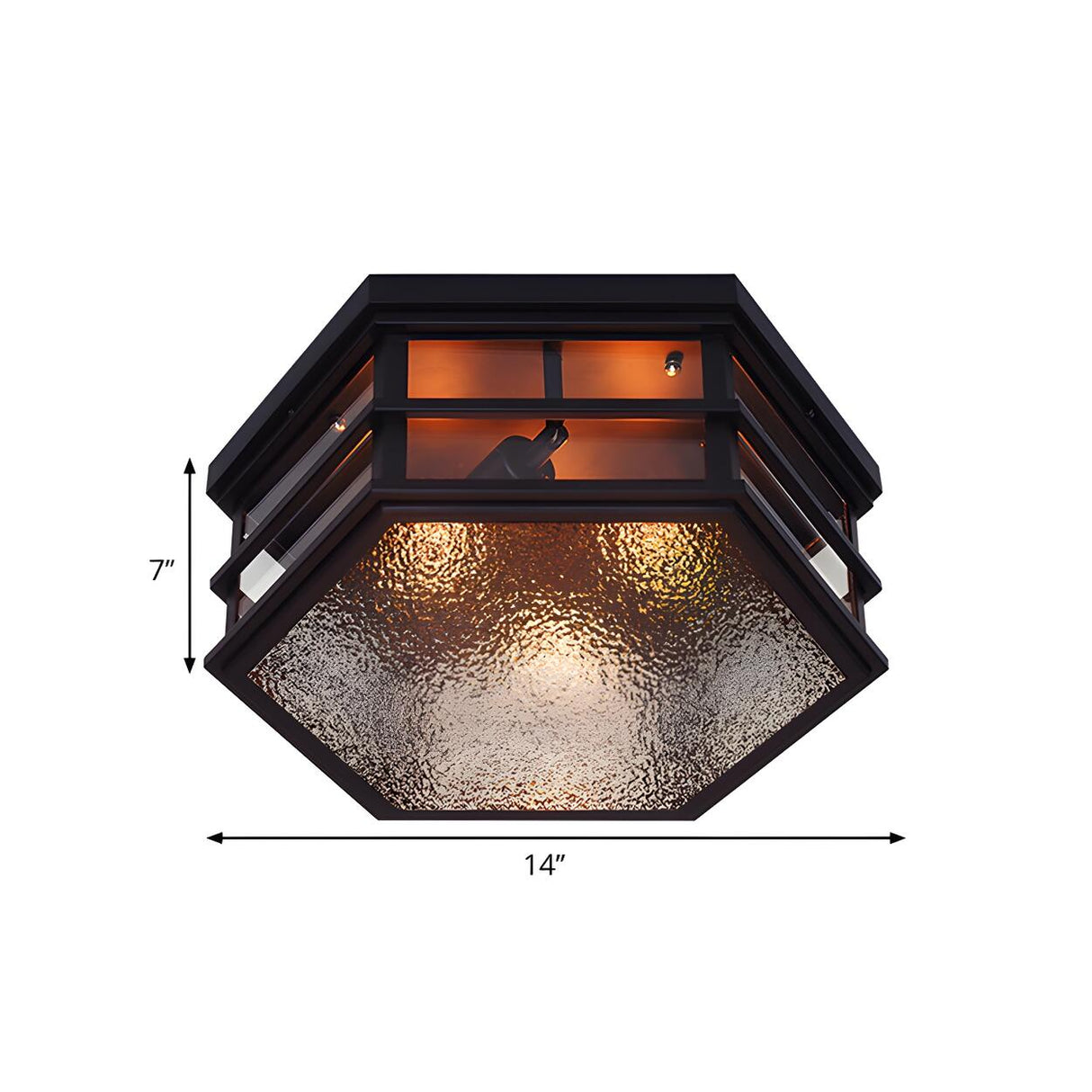 Industrial Black Hexagon Frosted Glass Flush Mount Lamp Image - 5