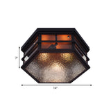 Industrial Black Hexagon Frosted Glass Flush Mount Lamp Image - 5