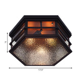 Industrial Black Hexagon Frosted Glass Flush Mount Lamp Image - 6