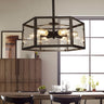 Industrial Black Hexagonal Prism Semi-Flush Mount Light Image - 1