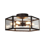 Industrial Black Hexagonal Prism Semi-Flush Mount Light Image - 6