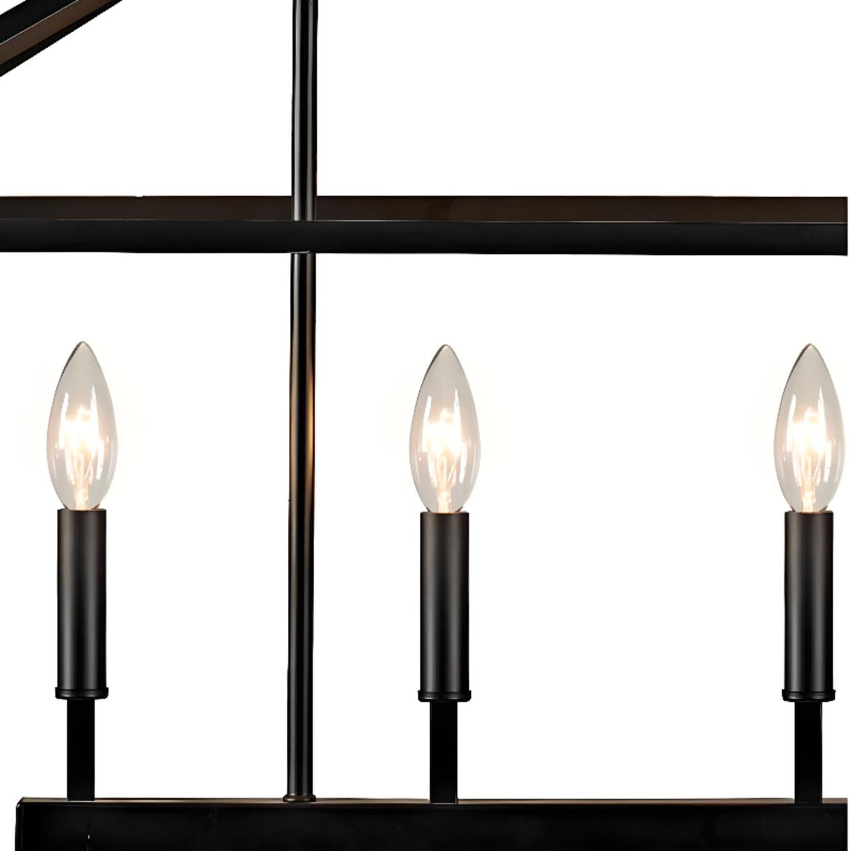 Industrial Black Iron Geometric Lantern Chandelier Image - 10