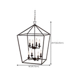 Industrial Black Iron Geometric Lantern Chandelier Image - 13