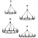 Industrial Black Iron Wheel Candle Chandelier Image - 10