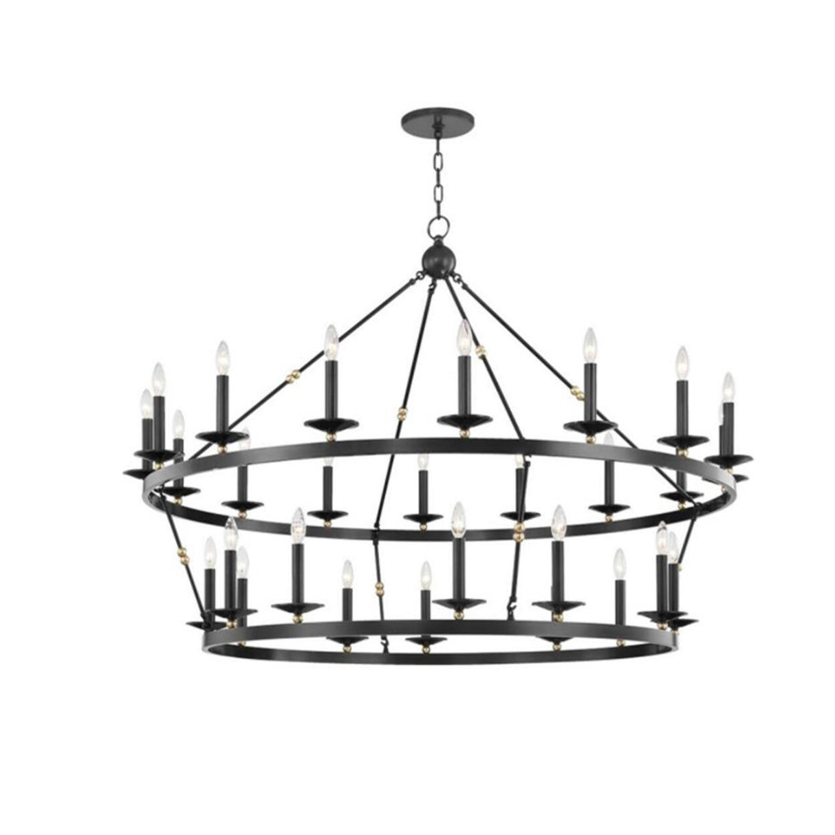 Industrial Black Iron Wheel Candle Chandelier Image - 11