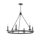 Industrial Black Iron Wheel Candle Chandelier Image - 2