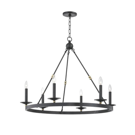 Industrial Black Iron Wheel Candle Chandelier Image - 2