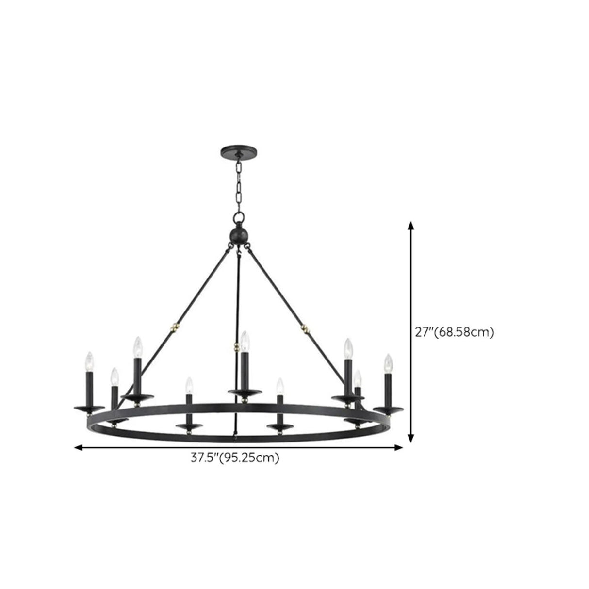 Industrial Black Iron Wheel Candle Chandelier Image - 21