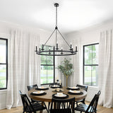 Industrial Black Iron Wheel Candle Chandelier Image - 3