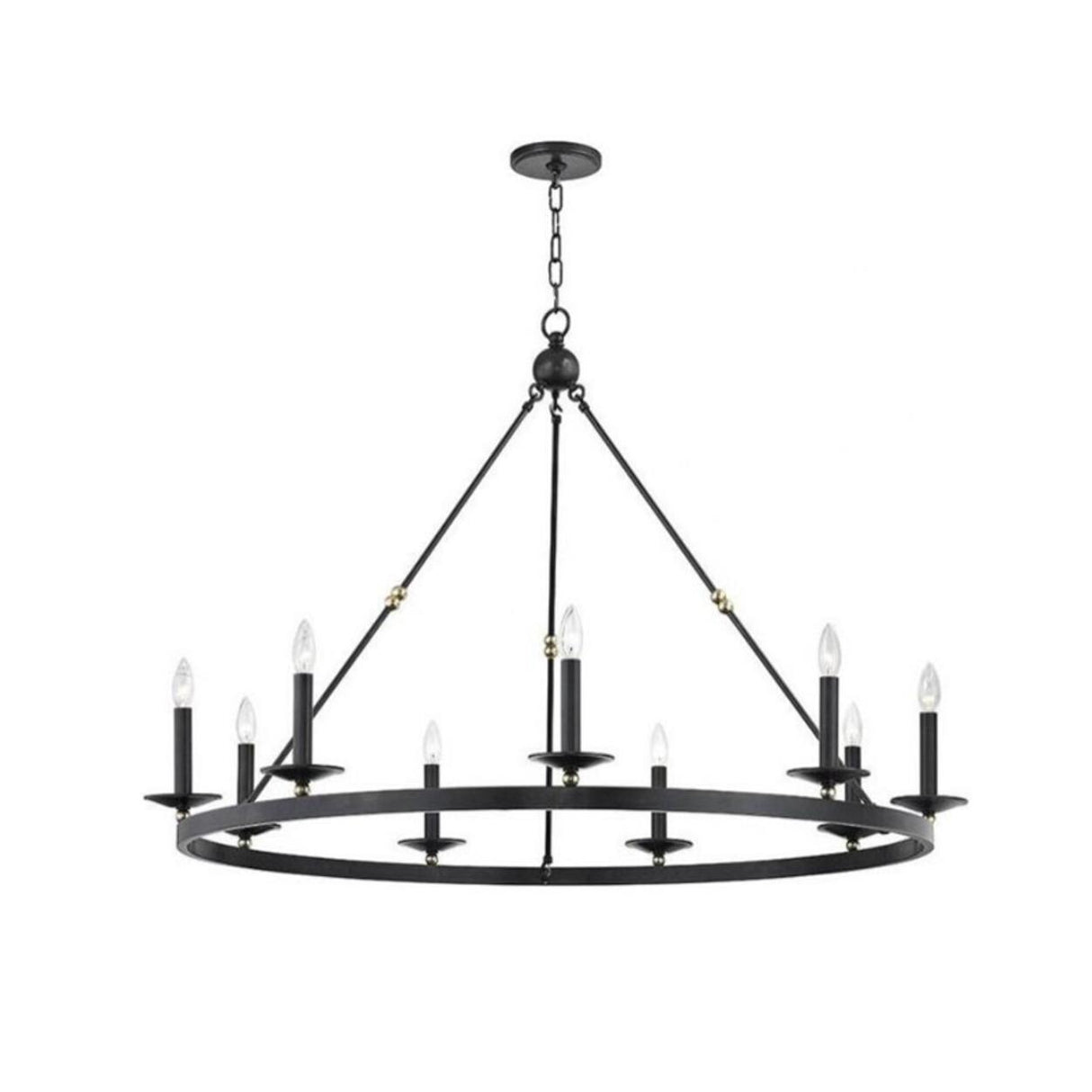 Industrial Black Iron Wheel Candle Chandelier Image - 4