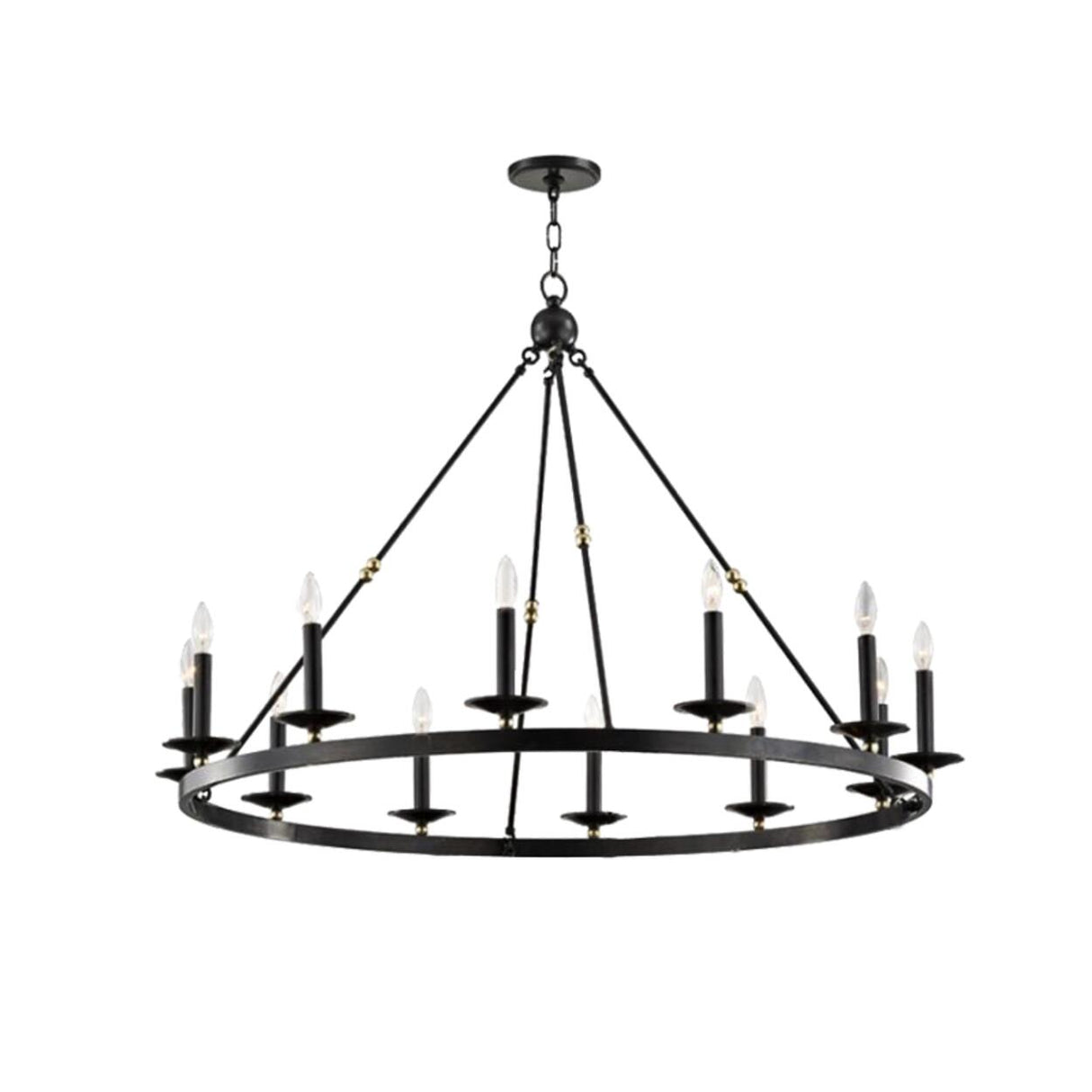 Industrial Black Iron Wheel Candle Chandelier Image - 6