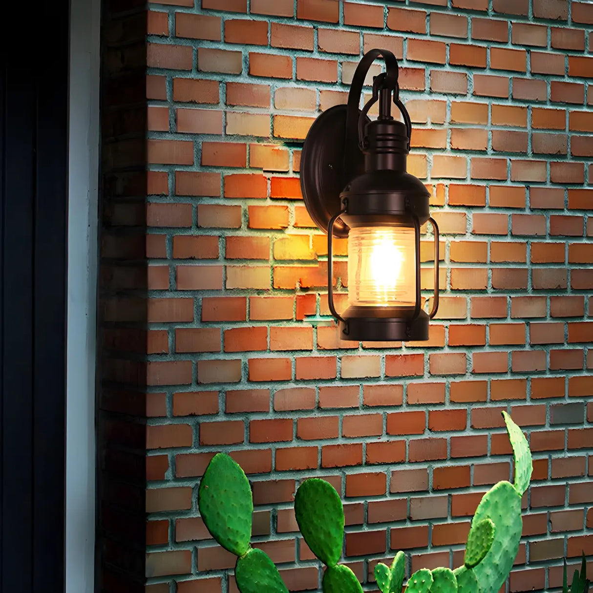 Industrial Black Lantern Metal External Wall Light Image - 1