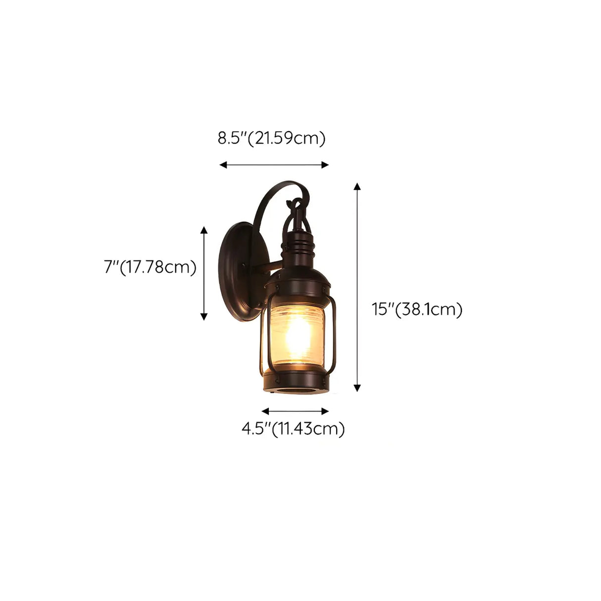 Industrial Black Lantern Metal External Wall Light 