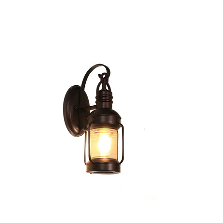 Industrial Black Lantern Metal External Wall Light Image - 2