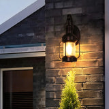 Industrial Black Lantern Metal External Wall Light Image - 3