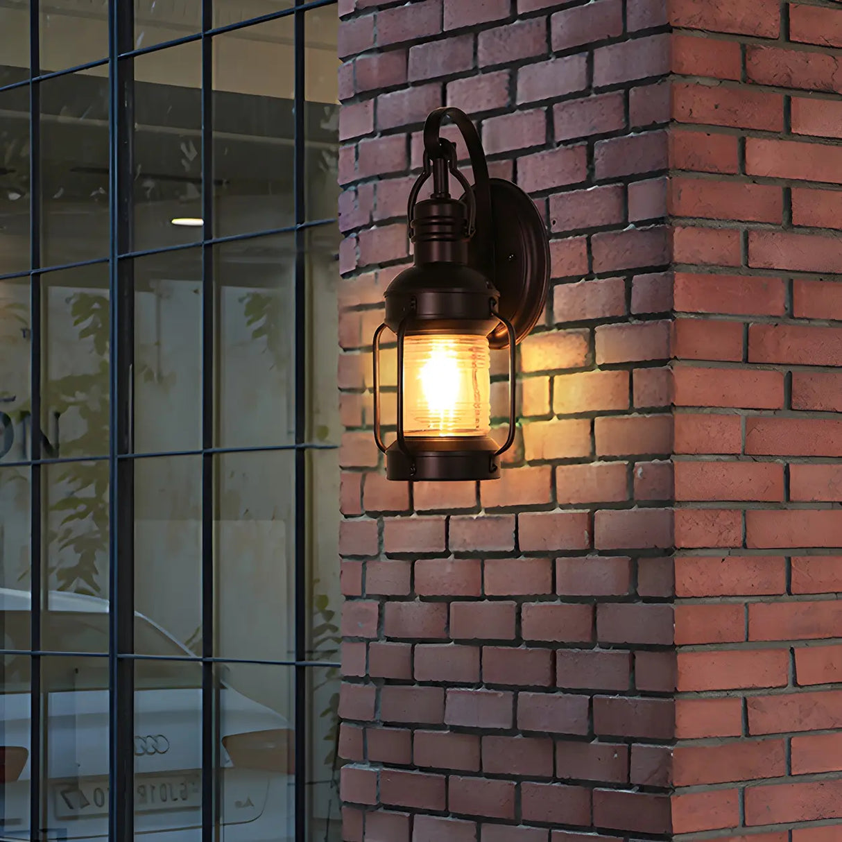 Industrial Black Lantern Metal External Wall Light Image - 4