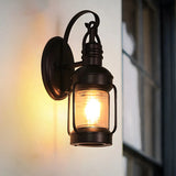 Industrial Black Lantern Metal External Wall Light Image - 7