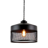 Industrial Black Mesh Drum Dining Room Pendant Light Image - 2