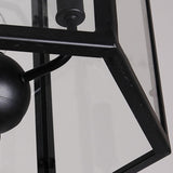 Industrial Black Metal Acrylic Lantern Candle Chandelier Image - 11